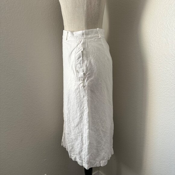Massimo Dutti Linen White Pencil Skirt Back & Front Slit Minimalist Chic Sz S - Picture 4 of 7